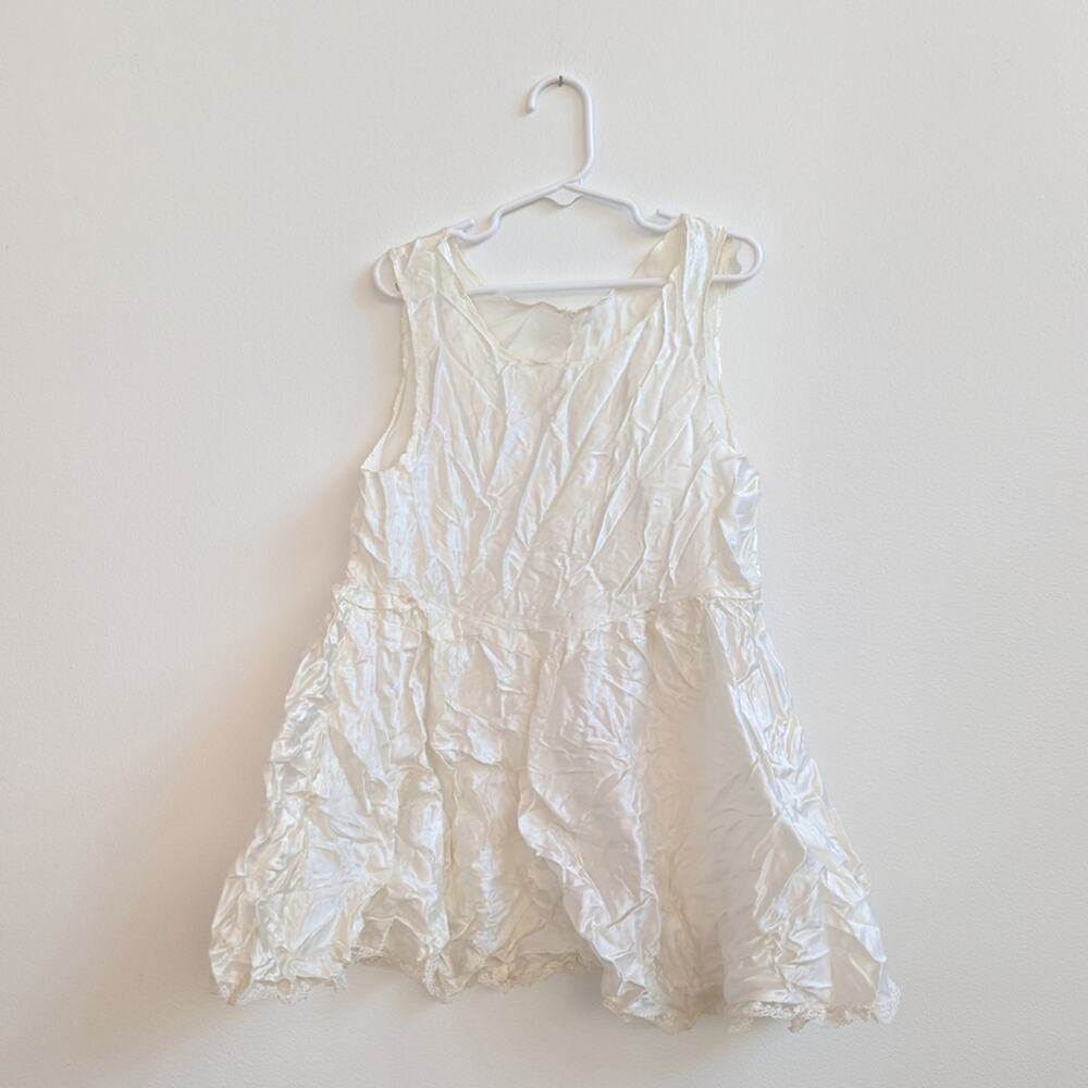 Vtg Silky Slip Dress 4T White Handmade